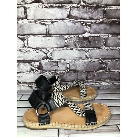 Frye & Co Kole White Black Asymmetrical Espadrilles Sandals Women Sz 8.5M US/39 - Picture 9 of 16